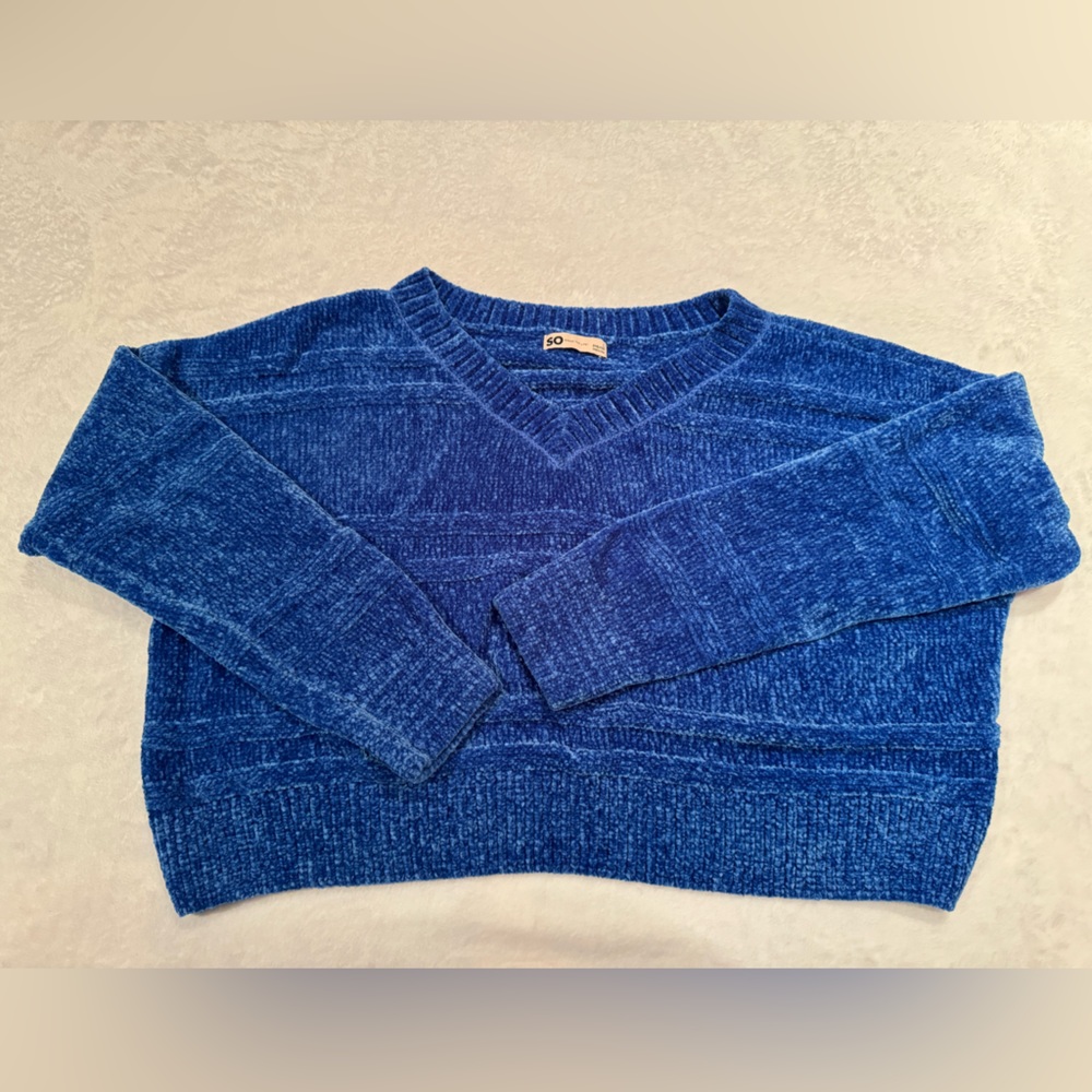 Sonoma Juniors Size Large Blue Cropped Sweater New